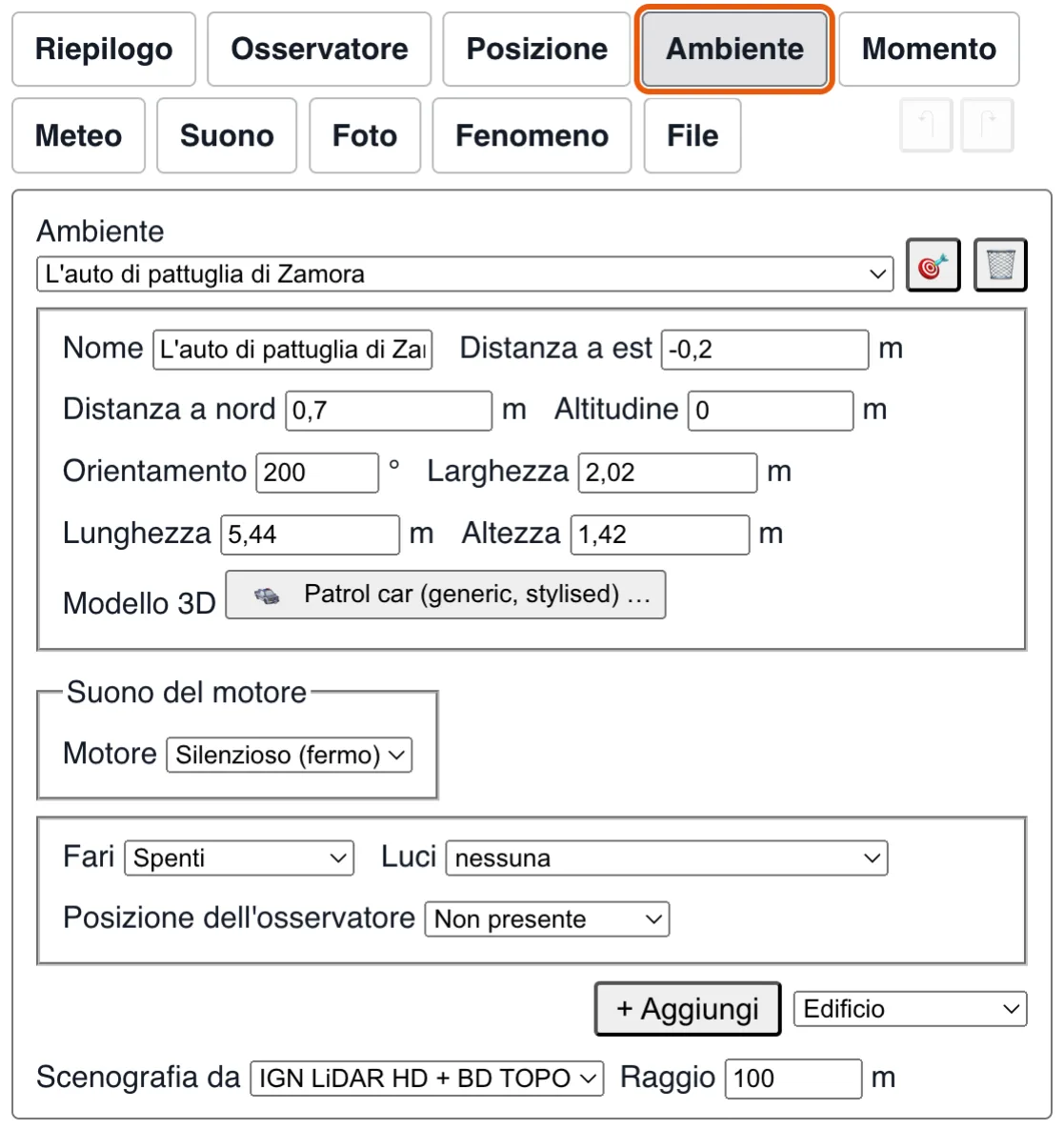 Ambiente: ciò che circondava l'osservatore.