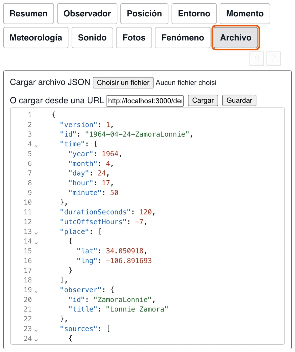 Archivos: cargar un registro, o guardar el que se edita.