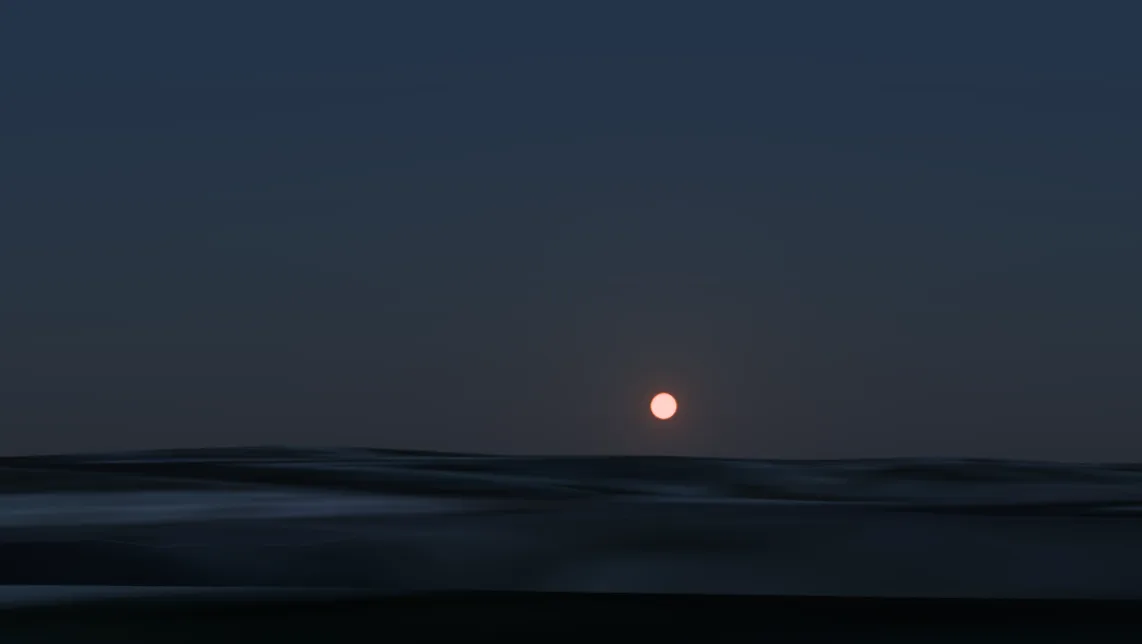 La Luna alla data e nel luogo indicati, bassa sull'orizzonte.